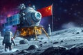 Lunar exploration, astronaut, lunar lander, ChinaÃ¢â¬â¢s space mission, moon surface, and space technology